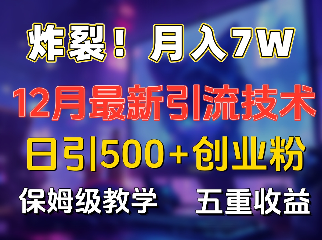 炸裂！月入7W+揭秘12月最新日引流500+精准创业粉，多重收益保姆级教学-云舒网创