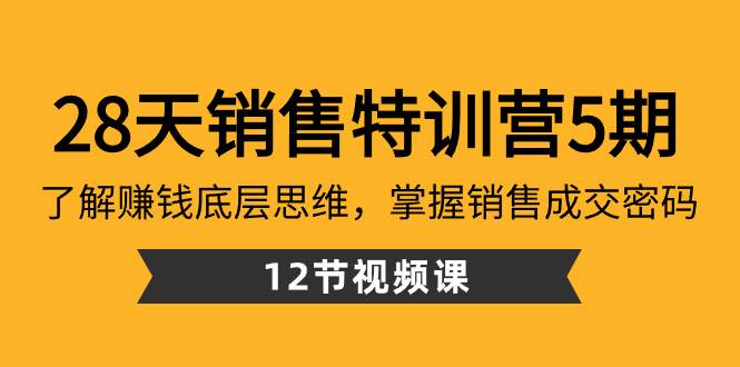 28天·销售特训营5期：了解赚钱底层思维，掌握销售成交密码（12节课）-云舒网创