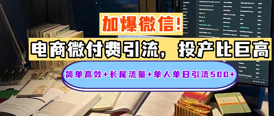 电商微付费引流，投产比巨高，简单高效+长尾流量+粉丝质量高，单人单日引流500+创业粉-云舒网创
