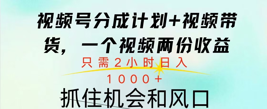 视频号橱窗带货， 10分钟一个视频， 2份收益，日入1000+-云舒网创