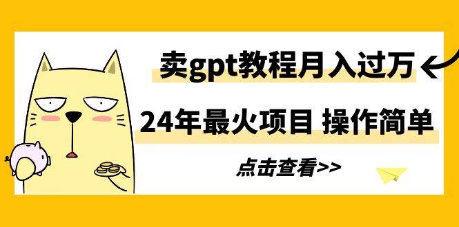 24年最火项目，卖gpt教程月入过万，操作简单-云舒网创