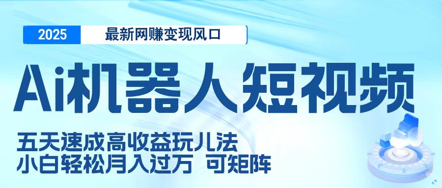 二零二五最新网赚变现风口，Ai 机器人短视频，五天速成高收益玩儿法，小白轻松月入过万，可矩阵-云舒网创