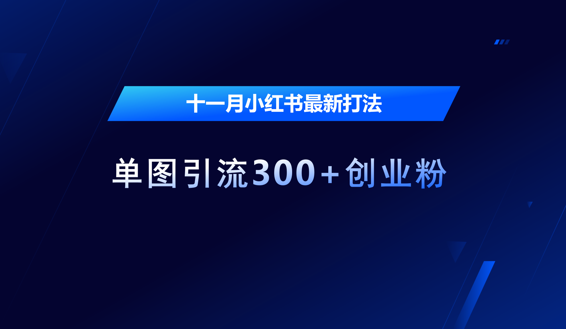 十一月，小红书最新打法，单图引流300+创业粉-云舒网创