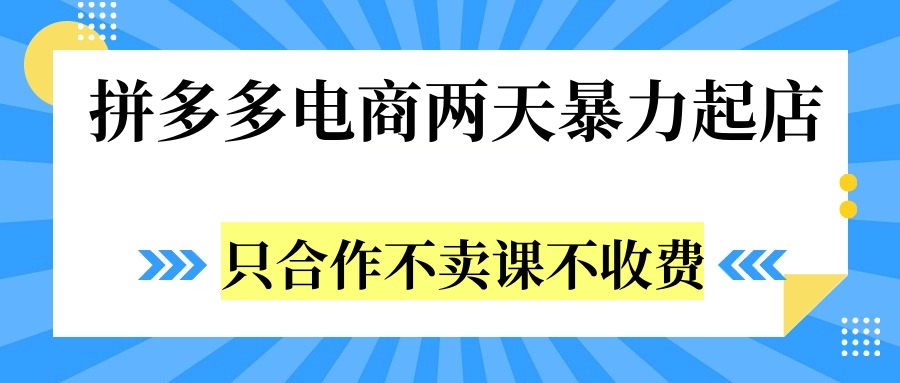 拼多多两天暴力起店，只合作不卖课不收费-云舒网创