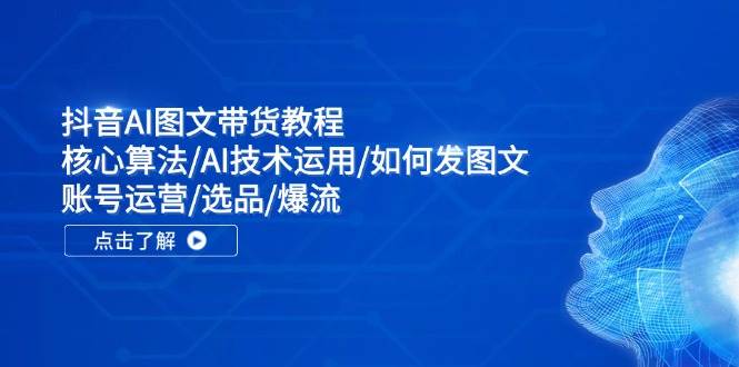 抖音AI图文带货教程：核心算法/AI技术运用/如何发图文/账号运营/选品/爆流-云舒网创