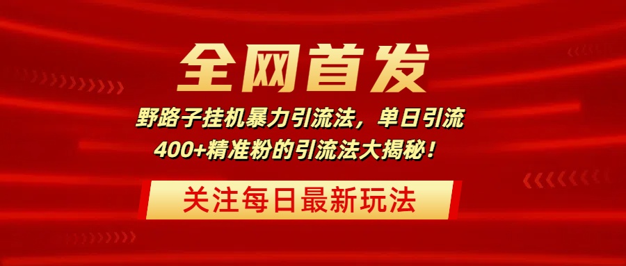 全网首发，野路子挂机暴力引流法，单日引流400+精准粉的引流法大揭秘！-云舒网创