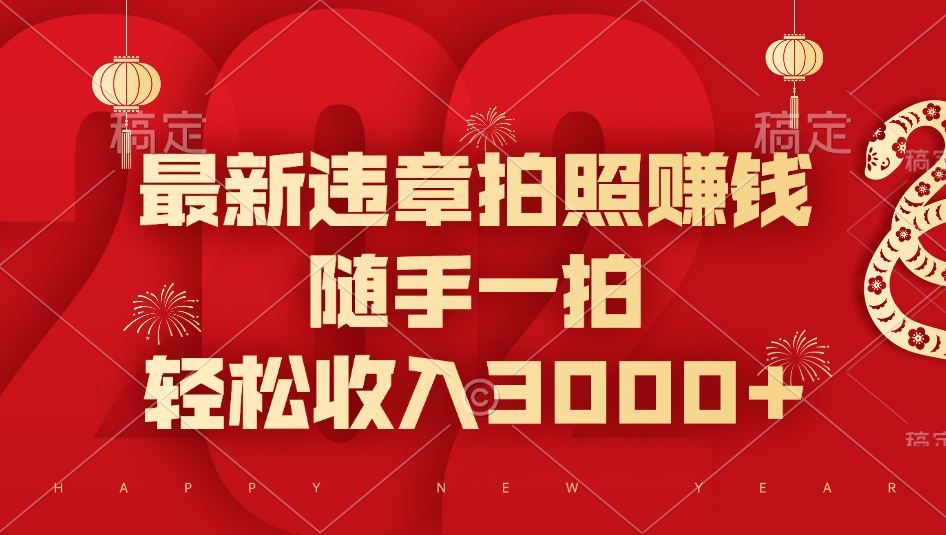 最新违章拍照赚钱，随手一拍，轻松收入3000+-云舒网创