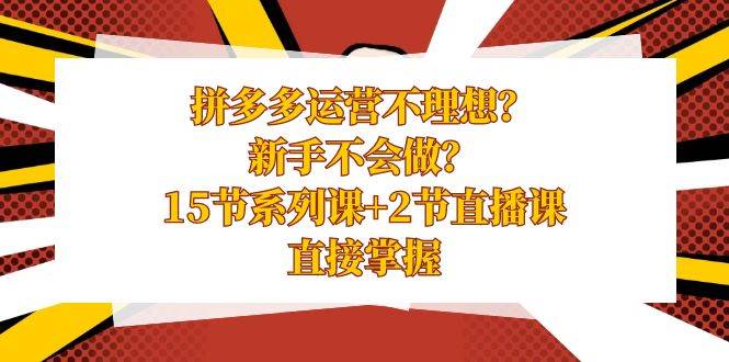 拼多多运营不理想？新手不会做？15节系列课+2节直播课，直接掌握-云舒网创