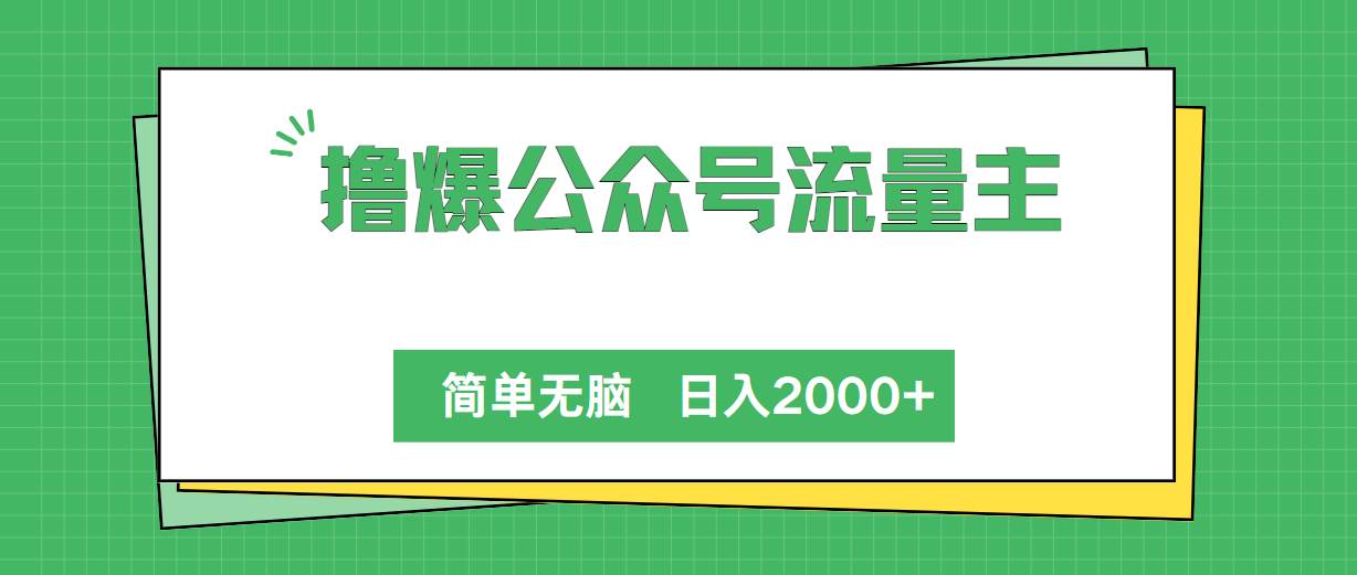 撸爆公众号流量主，简单无脑，单日变现2000+-云舒网创