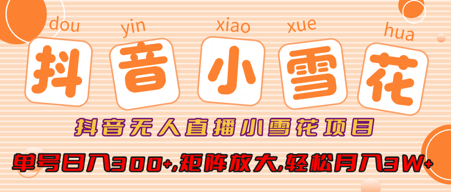 抖音无人直播，小雪花项目，单号日入300+,矩阵放大,轻松月入3W+-云舒网创