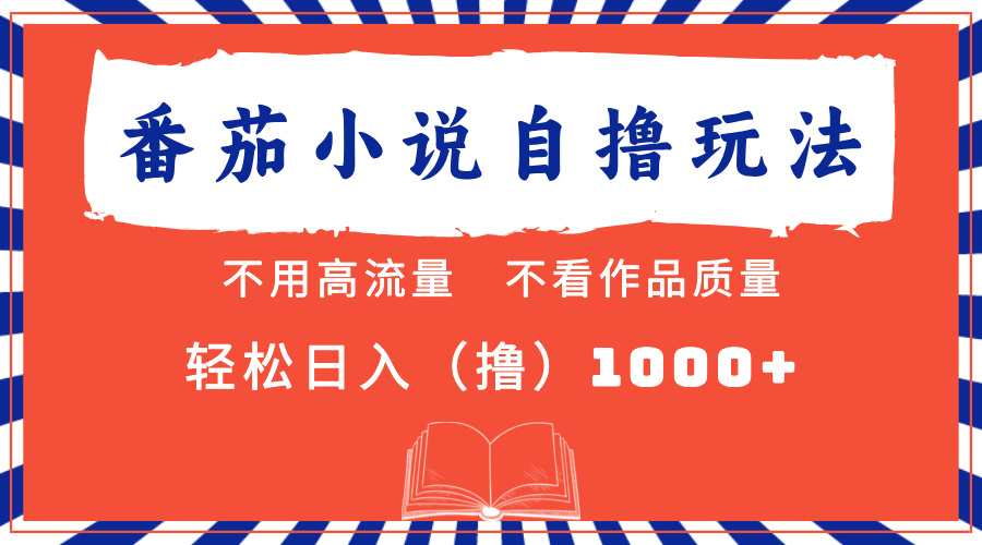 番茄小说最新自撸 不看流量 不看质量 轻松日入1000+-云舒网创