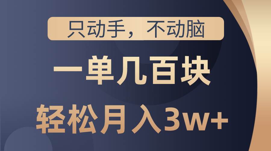 只动手不动脑，一单几百块，轻松月入3w+，看完就能直接操作，详细教程-云舒网创