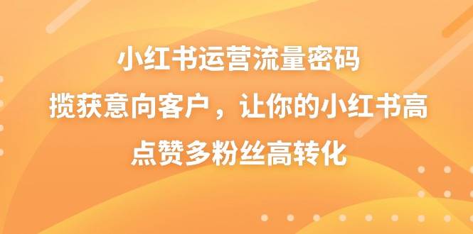 小红书运营流量密码，揽获意向客户，让你的小红书高点赞多粉丝高转化-云舒网创