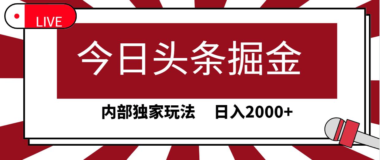 今日头条掘金，30秒一篇文章，内部独家玩法，日入2000+-云舒网创