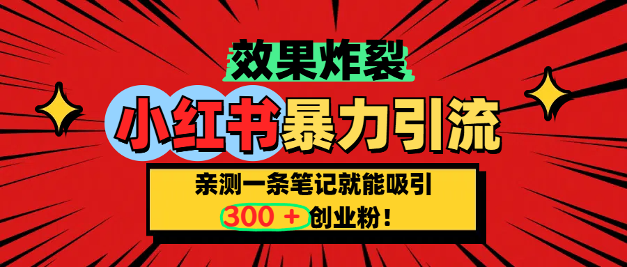 小红书炸裂玩法，亲测一条笔记就能吸引300+精准创业粉！-云舒网创