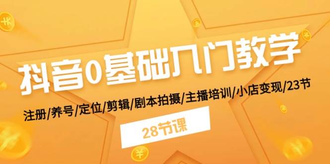 抖音0基础入门教学 注册/养号/定位/剪辑/剧本拍摄/主播培训/小店变现/28节-云舒网创