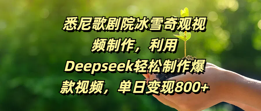 悉尼歌剧院冰雪奇观视频制作，利用Deepseek轻松制作爆款视频，单日变现800+-云舒网创