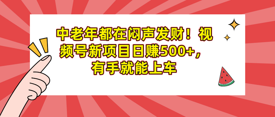 中老年都在闷声发财！视频号新项目日赚500+，有手就能上车-云舒网创