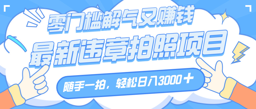 解气又赚钱的项目，随手一拍，轻松收入3000+，最新违章拍照赚钱-云舒网创