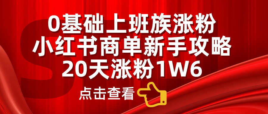 0基础上班族涨粉，小红书商单新手攻略，20天涨粉1.6w-云舒网创