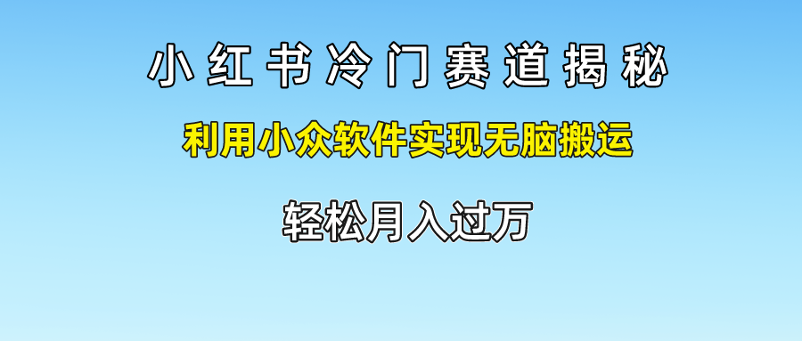 小红书冷门赛道揭秘,轻松月入过万，利用小众软件实现无脑搬运，-云舒网创