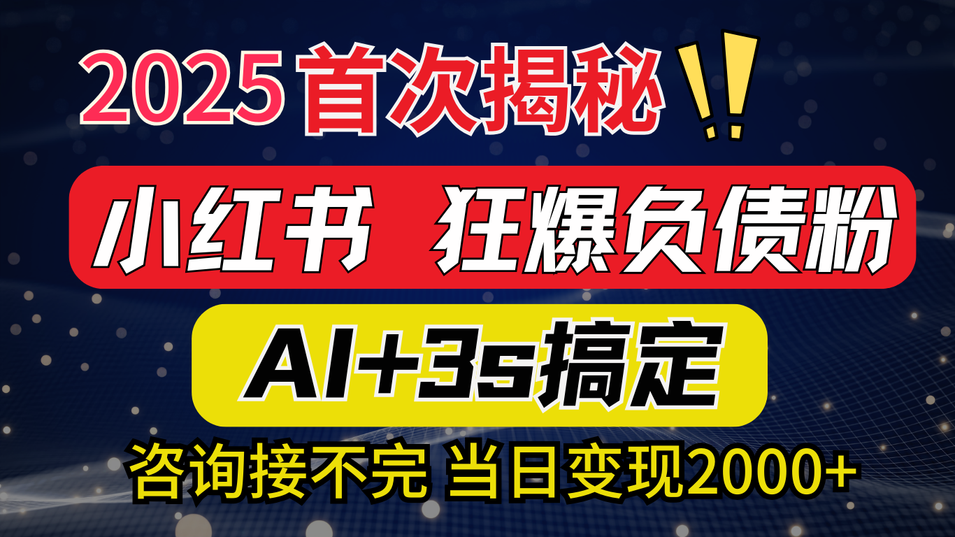 2025引流天花板：最新小红书狂暴负债粉思路，咨询接不断，当日入2000+-云舒网创