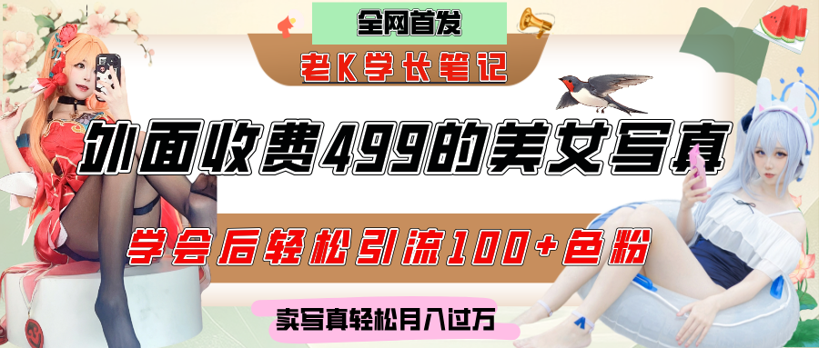 外面收费499的美女写真制作技术，学会后轻松引流色粉变现，日引100+色粉，轻松月入过万-云舒网创