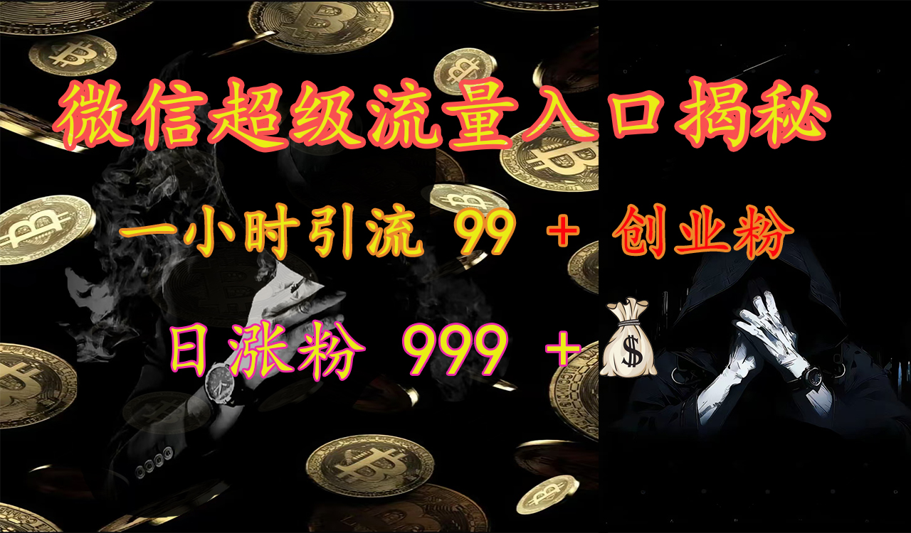 微信超级流量入口揭秘：一小时引流 99 + 创业粉，日涨粉 999 +【揭秘】-云舒网创