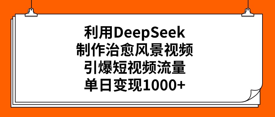 利用DeepSeek，制作治愈风景视频，引爆短视频流量，单日变现1000+-云舒网创
