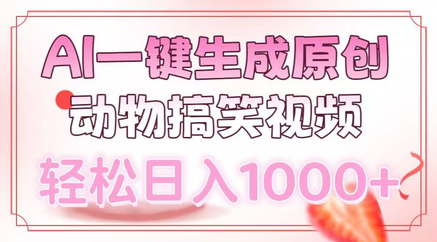 AI一键生成原创动物搞笑视频，轻松日入1000+-云舒网创