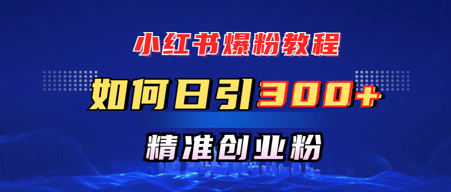 小红书爆粉教程，如何日引300+创业粉，快速实现精准变现！-云舒网创