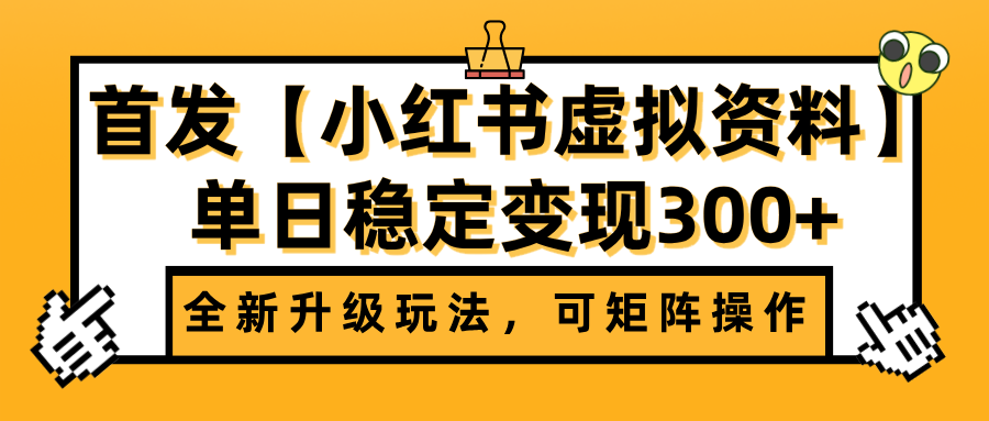 首发【小红书虚拟资料】全新升级玩法，可矩阵操作，单日稳定变现300+-云舒网创