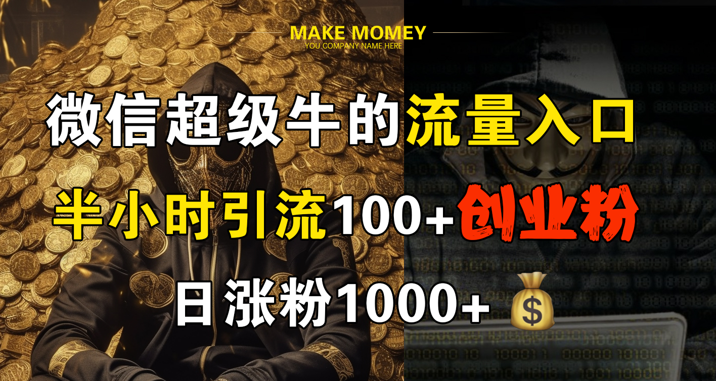 微信超级牛的流量入口，半小时引流100+创业粉，日涨粉1000+-云舒网创