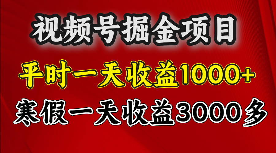 视频号掘金项目，寒假一天收益3000多-云舒网创