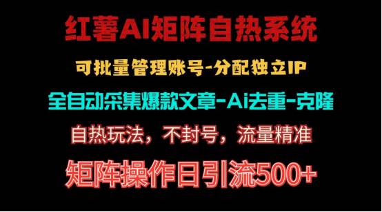 红薯矩阵自热系统，独家不死号引流玩法！矩阵操作日引流500+-云舒网创
