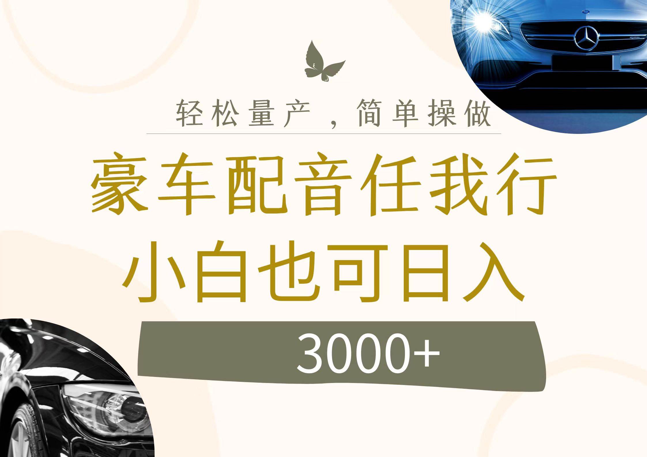 不为人知的暴力小项目，豪车配音，日入3000+-云舒网创
