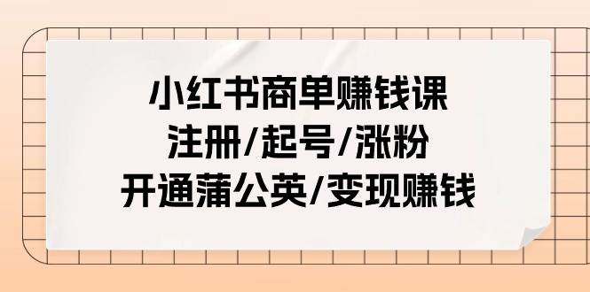 小红书商单赚钱课：注册/起号/涨粉/开通蒲公英/变现赚钱（25节课）-云舒网创