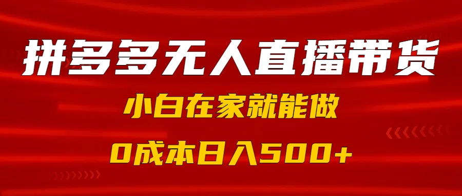 拼多多无人直播带货，小白在家就能做，0成本日入500+-云舒网创
