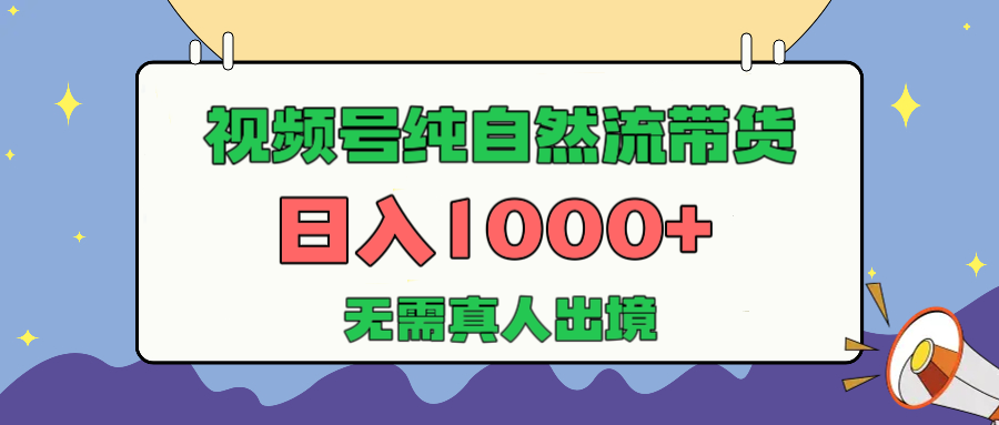 视频号纯自然流带货，日入1000+，无需真人出境，新手小白也可操作-云舒网创
