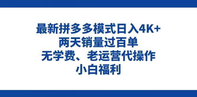 拼多多最新模式日入4K+两天销量过百单，无学费、老运营代操作、小白福利-云舒网创