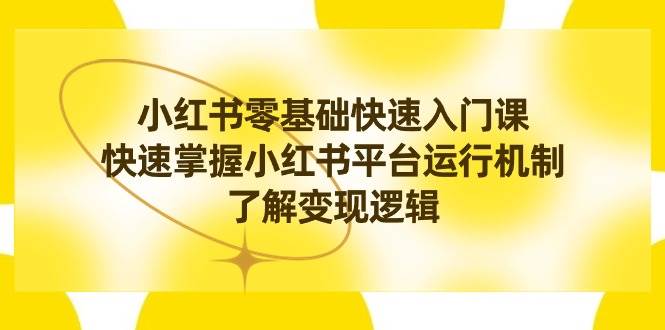小红书0基础快速入门课，快速掌握小红书平台运行机制，了解变现逻辑-云舒网创