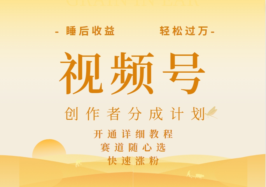 详解视频号创作者分成计划，暴力起号，可同步多平台，实现睡后收入2W+，看懂即可操作！-云舒网创