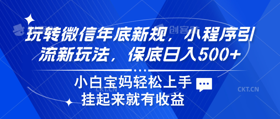 玩转微信年底新规，小程序引流新玩法，保底日入500+-云舒网创