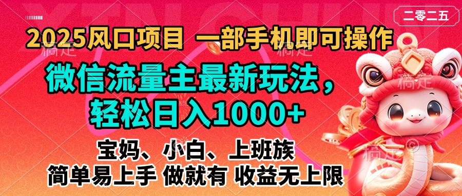 2025蓝海风口项目，微信流量主最新玩法，轻松日入1000+，简单易上手，做就有 收益无上限-云舒网创
