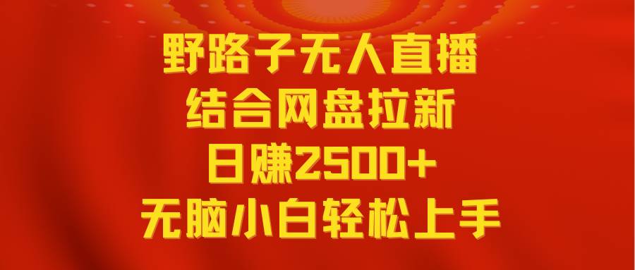 无人直播野路子结合网盘拉新，日赚2500+多平台变现，小白无脑轻松上手操作-云舒网创