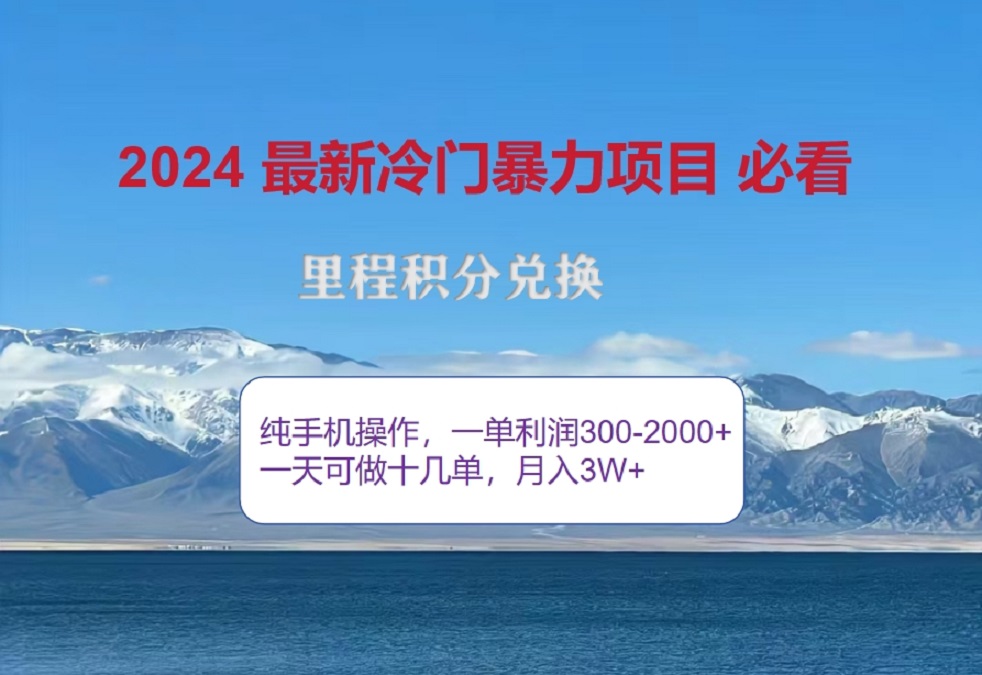 2024惊爆冷门暴利！出行高峰来袭，里程积分，高爆发期，一单300+—2000+，月入过万不是梦！-云舒网创