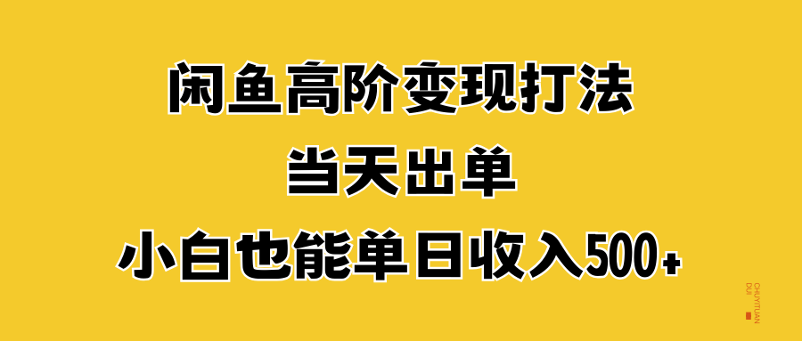 闲鱼高阶变现打法，当天出单，小白也能单日收入500+-云舒网创