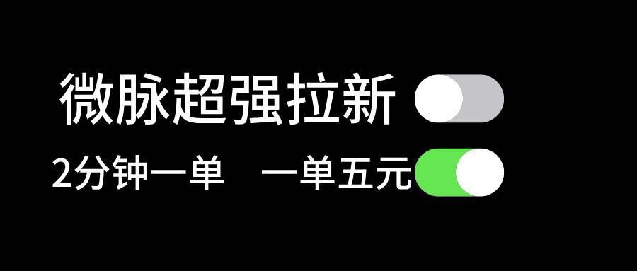 微脉超强拉新， 两分钟1单， 一单利润5块，适合小白-云舒网创