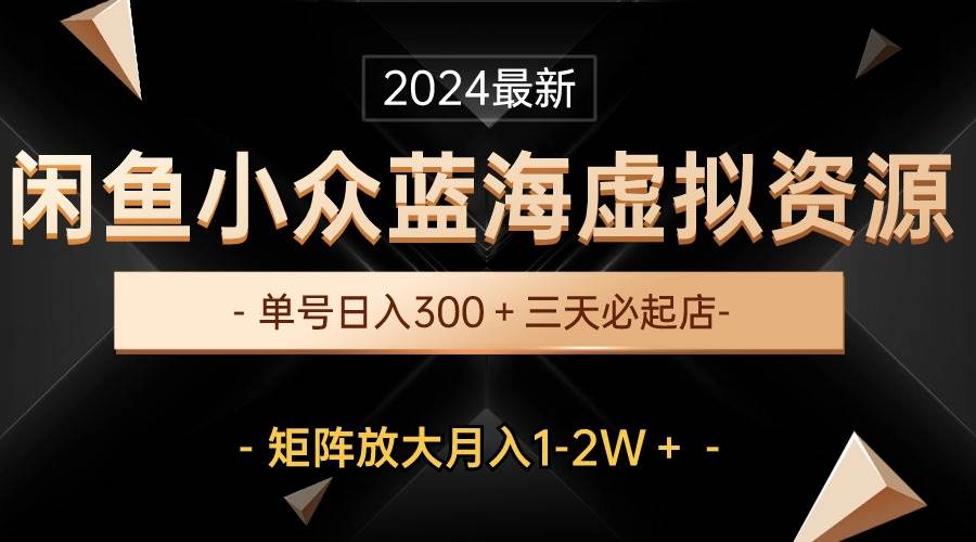 最新闲鱼小众蓝海虚拟资源，单号日入300＋，三天必起店，矩阵放大月入1-2W-云舒网创