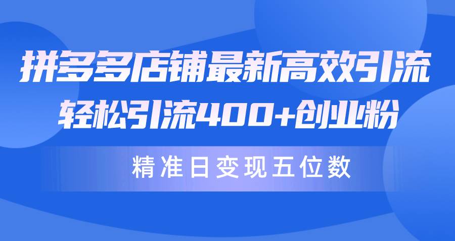 拼多多店铺最新高效引流术，轻松引流400+创业粉，精准日变现五位数！-云舒网创